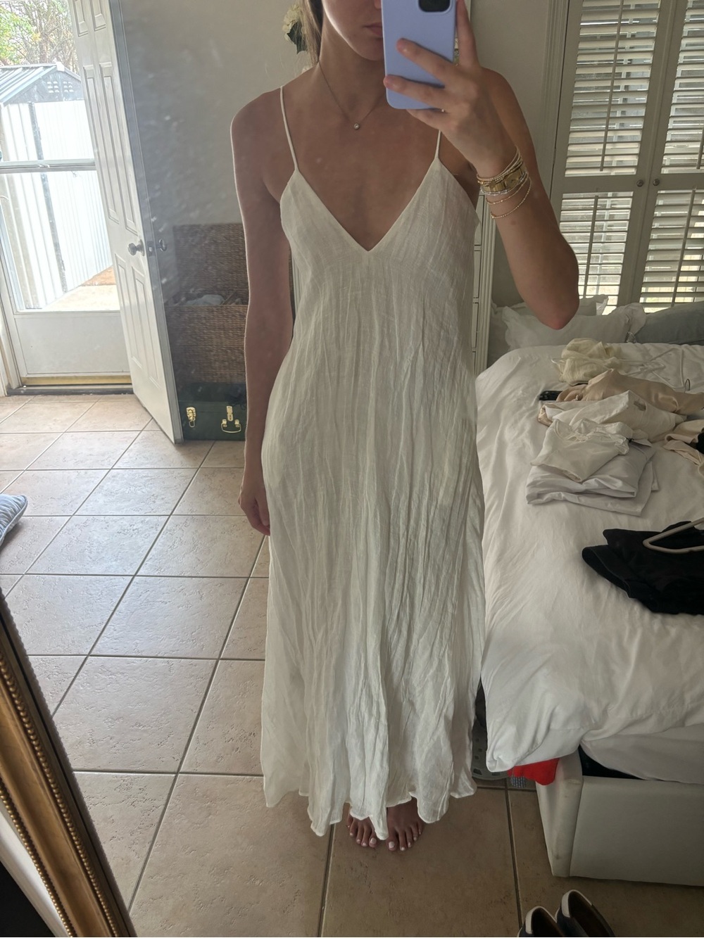 Zara White Linen Maxi Dress